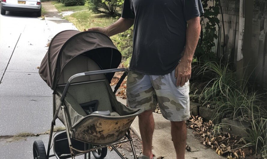 Poor Widowed Dad Buys Old Stroller at Flea Market, Hears Crackling Sound as He Puts Baby in It — Story of the Day